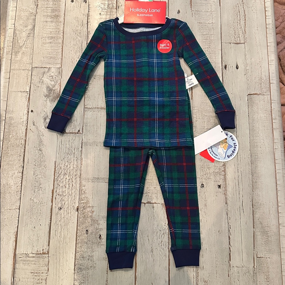 Kids Plaid Holiday Pajamas Holiday Lane NWT
